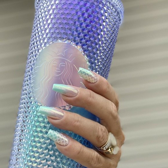Starbucks Summer 2021 Blue Ombre Mermaid Studded Bling Venti 24oz Tumbler NEW - Picture 2 of 5